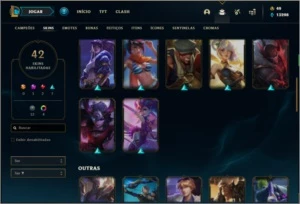 Conta unranked com 42 skins e 93 champs ( 3 vitoriosas ) - League of Legends LOL