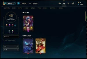 Conta unranked com 42 skins e 93 champs ( 3 vitoriosas ) - League of Legends LOL