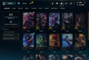 Mestre com 20 Champs e 3 Skins + 1380 RP - League of Legends LOL