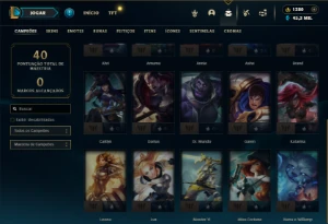 Mestre com 20 Champs e 3 Skins + 1380 RP - League of Legends LOL