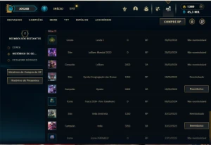 Mestre com 20 Champs e 3 Skins + 1380 RP - League of Legends LOL