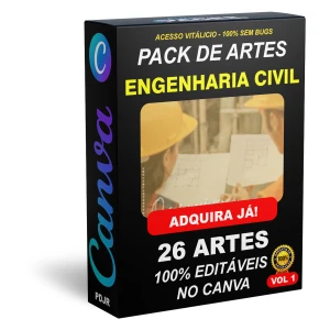 Pack Canva Engenharia Civil Vol 1 - 26 Artes Editáveis - Serviços Digitais