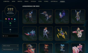 Conta lv 575, D4 2024, 558 skins, 322 cromas, all champs - League of Legends LOL