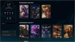 Conta Lv 56 Ouro 4 com 17 skin algumas muito raras - League of Legends LOL