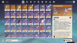 GENSHIN IMPACT - AR59, 18 Personagens T5 + 5 Armas T5