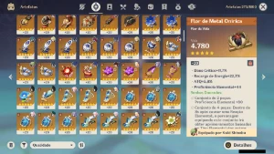 GENSHIN IMPACT - AR59, 18 Personagens T5 + 5 Armas T5