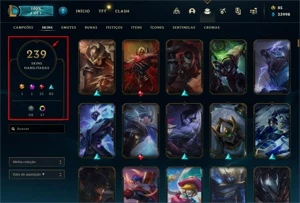 Conta com todos os campeões e 239 skins. - League of Legends LOL