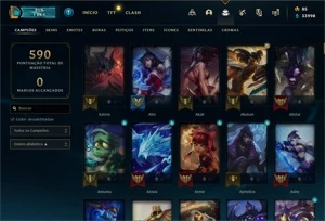 Conta com todos os campeões e 239 skins. - League of Legends LOL