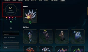 Conta com todos os campeões e 239 skins. - League of Legends LOL