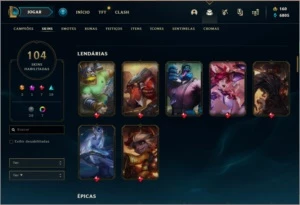 Conta platina 4 com RYZE TRIUNFANTE, 140 champs e 104 skins - League of Legends LOL