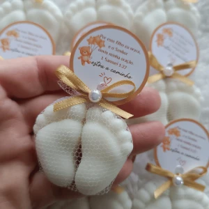 Pezinho Branco  - Kit 10 - Lembrancinhas Chá Revelação - Artesanato e Personalizados