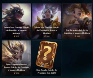 Skin Prestigio - 100 Pontos - League of Legends LOL