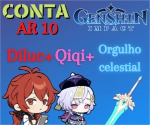 Conta Ar 10 Com Diluc, Qiqi e Orgulho Celestial - Genshin Impact