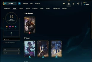 Conta unranked com 48 Champs e 12 Skins - League of Legends LOL