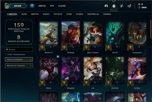 Conta unranked com 48 Champs e 12 Skins - League of Legends LOL