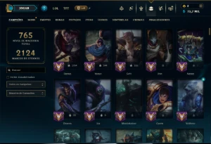 Bronze 1 com TODOS os Champs e 263 Skins ( TOP / MID / JG ) - League of Legends LOL