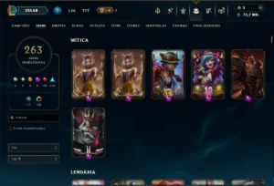 Bronze 1 com TODOS os Champs e 263 Skins ( TOP / MID / JG ) - League of Legends LOL