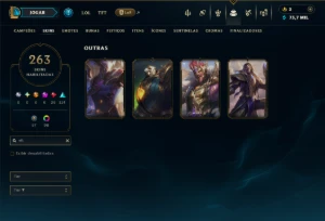 Bronze 1 com TODOS os Champs e 263 Skins ( TOP / MID / JG ) - League of Legends LOL