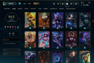 Bronze 1 com TODOS os Champs e 263 Skins ( TOP / MID / JG ) - League of Legends LOL