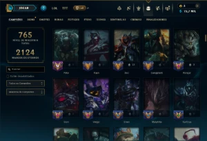 Bronze 1 com TODOS os Champs e 263 Skins ( TOP / MID / JG ) - League of Legends LOL