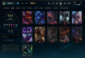 Bronze 1 com TODOS os Champs e 263 Skins ( TOP / MID / JG ) - League of Legends LOL