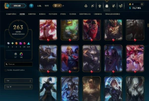 Bronze 1 com TODOS os Champs e 263 Skins ( TOP / MID / JG ) - League of Legends LOL