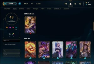 CONTA OURO 3 COM 48 SKINS E 57 CHAMPS - League of Legends LOL