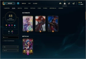CONTA OURO 3 COM 48 SKINS E 57 CHAMPS - League of Legends LOL