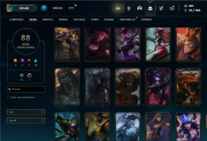 Unranked com 62 Champs e 88 Skins ( MAIN SUP ) - League of Legends LOL