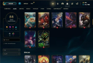 Unranked com 62 Champs e 88 Skins ( MAIN SUP ) - League of Legends LOL