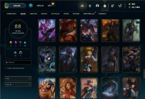 Unranked com 62 Champs e 88 Skins ( MAIN SUP ) - League of Legends LOL