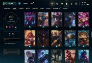 Unranked com 62 Champs e 88 Skins ( MAIN SUP ) - League of Legends LOL