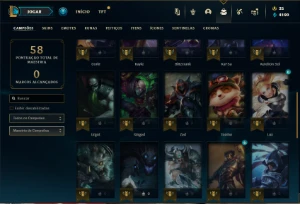 Conta Unranked com 40 Champs e 14 Skins ( MAIN TOP / JG ) - League of Legends LOL