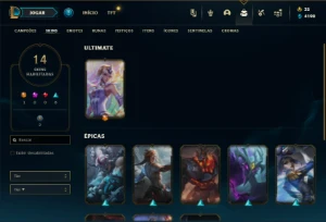 Conta Unranked com 40 Champs e 14 Skins ( MAIN TOP / JG ) - League of Legends LOL