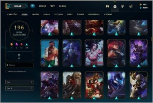 Conta prata 2 com 155 champs e 196 skins - League of Legends LOL