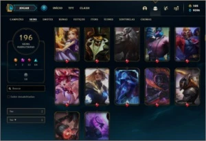 Conta prata 2 com 155 champs e 196 skins - League of Legends LOL