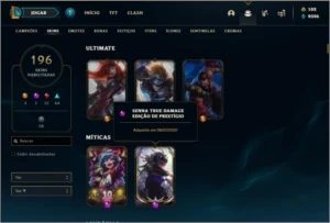 Conta prata 2 com 155 champs e 196 skins - League of Legends LOL