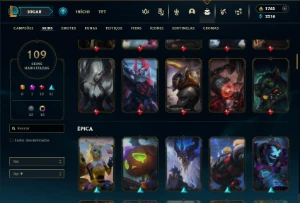 Bronze 3 com TODOS os champs e 109 Skins (Mais de 100 Jogos) - League of Legends LOL