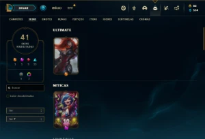 Conta Platina 3 com 70 Champs e 41 Skins - League of Legends LOL