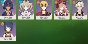 Ar45  Itto+arma,Alhaitham,Diluc,Qiqi,Tighnari+Espada Celesti - Genshin Impact