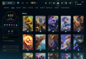 Conta League Of Legends - 400 Skins - Level 350+ - Platina LOL