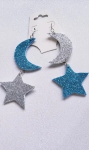 Brincos Carnaval Eva Lua/estrela - Artesanato e Personalizados