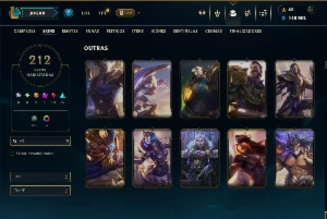 Conta Unranked com TODOS os Champs e 212 Skins (ADC / SUP) - League of Legends LOL