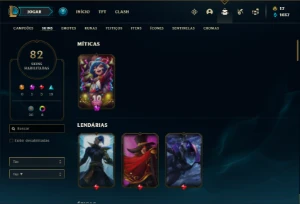 Conta ouro 2 com 110 Champs e 82 Skins + 7 Vitoriosas - League of Legends LOL