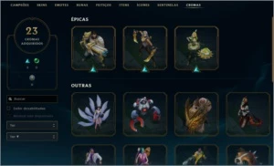 CONTA OURO 2, 229 SKINS, 23 CHROMAS, FULL CHAMPS - League of Legends LOL