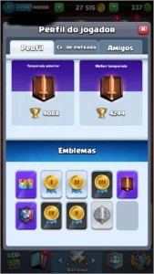conta clash Royale nvl 11 +4000 troféus 337 gemas