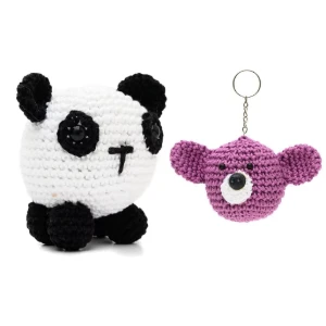 Duo urso panda e chaveiro urso em amigurumi - Artesanato e Personalizados