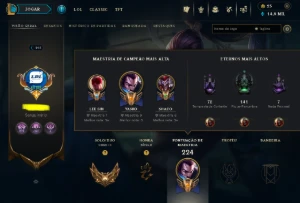 CONTA LEAGUE OF LEGENDS LEGADO - MUITA SKIN OURO 3  LOL