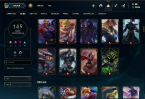 Conta ouro 3 com 135 Champs e 145 Skins + 1 Rara (MAIN ADC) - League of Legends LOL