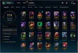 Conta com  26 skins 104 Champs e vários emotes - League of Legends LOL